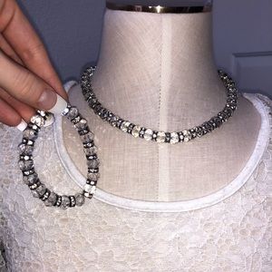 Glistening crystal necklace and bracelet set